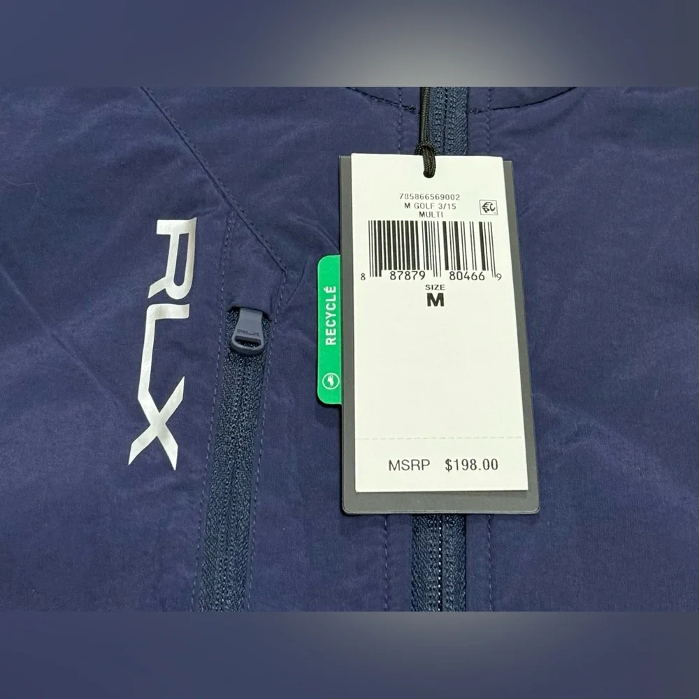 $198 RLX Ralph Lauren Hybrid Fleece Full Zip Golf Jacket Navy Blue Mens Size M - Picture 5 of 5